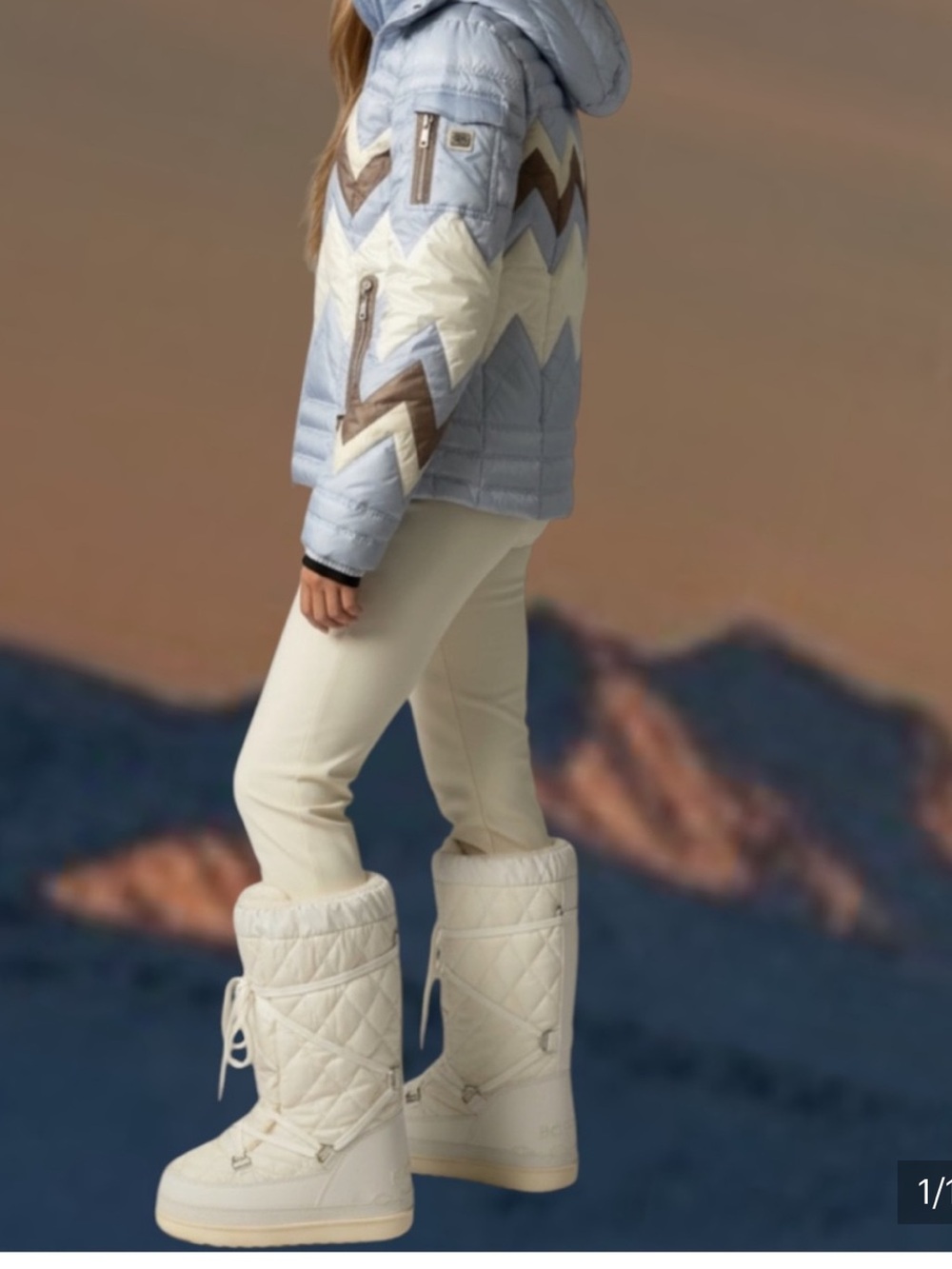 Bogner White Quilted Lace-Up Winter Boots